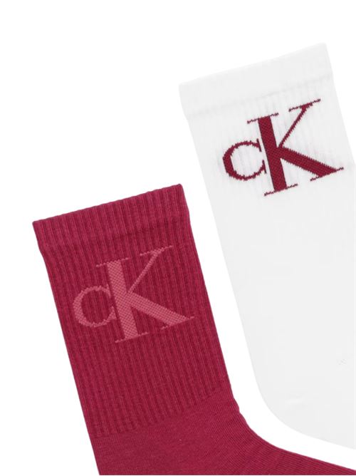 Calzini alti due paia fucsia/bianchi Calvin Klein Jeans | 701228811011